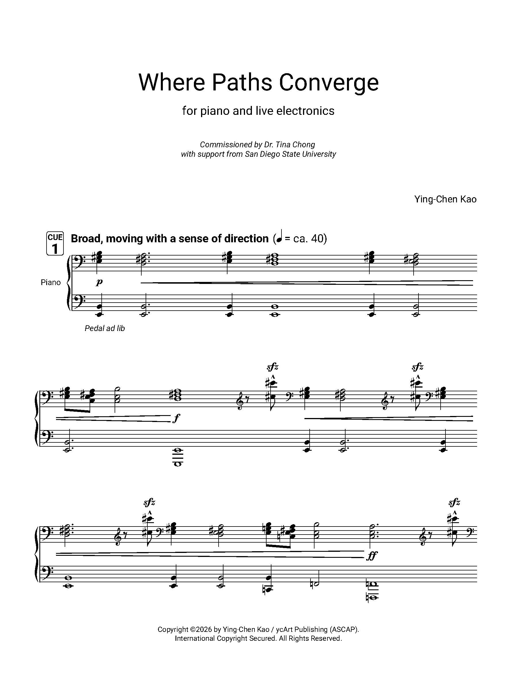 Ying-Chen Kao: Where Paths Converge Score Preview